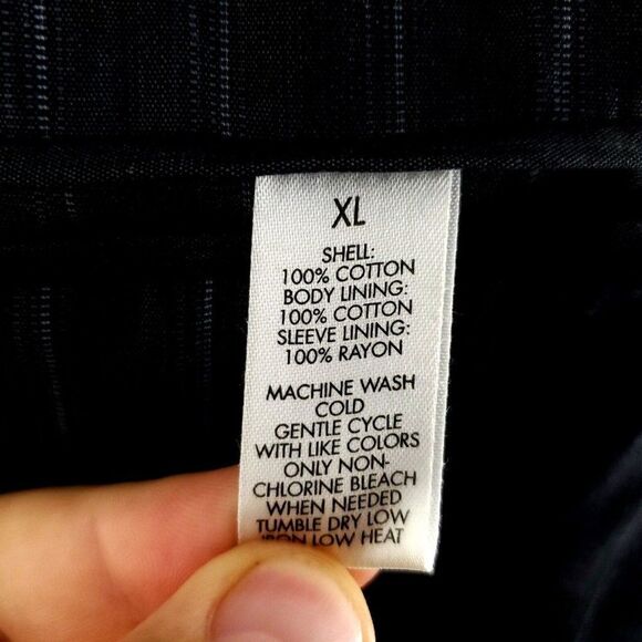 Calvin Klein Cotton 2 Button Suit Jacket 42R Gray Striped XL - Picture 8 of 10